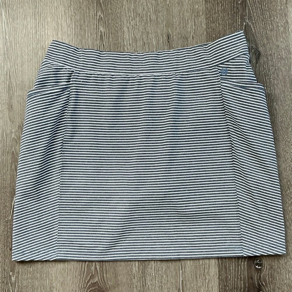 T by Talbots Blue White Striped Athletic Skirt‎ Shorts Pockets Cotton Large